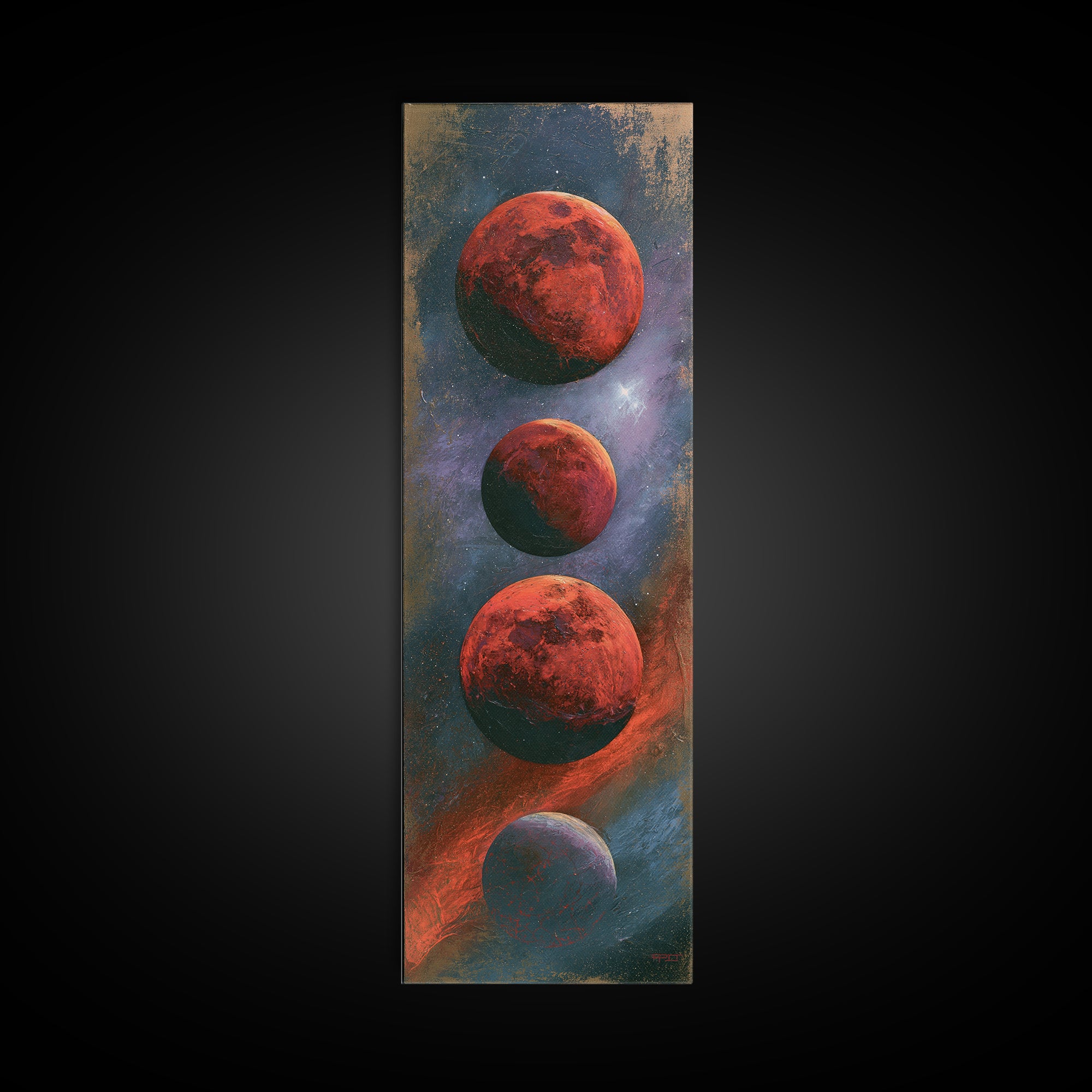 Lunar Eclipse in Deep Red Tones Canvas Print, Space Art, Wall Decor, Spa Decor, Fine Art, Serenity, Canvas Wall Art, SAR-1x3-95