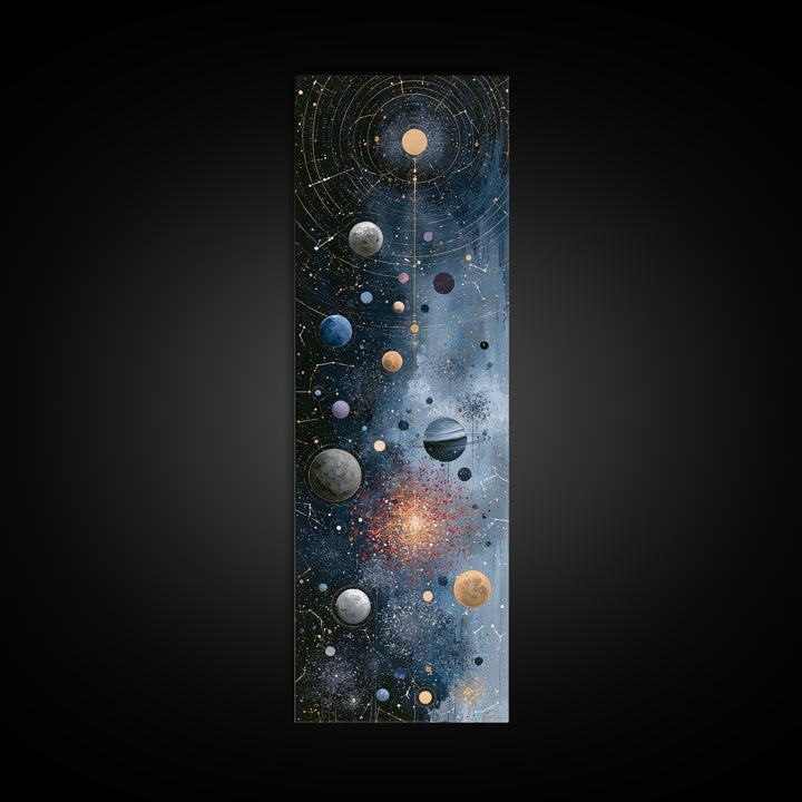 Cosmic Garden with Planets as Flowers Canvas Print, Space Art, Home Decor, Spa Decor, Fine Art, Serenity, Wall Art Prints, SAR-1x3-97
