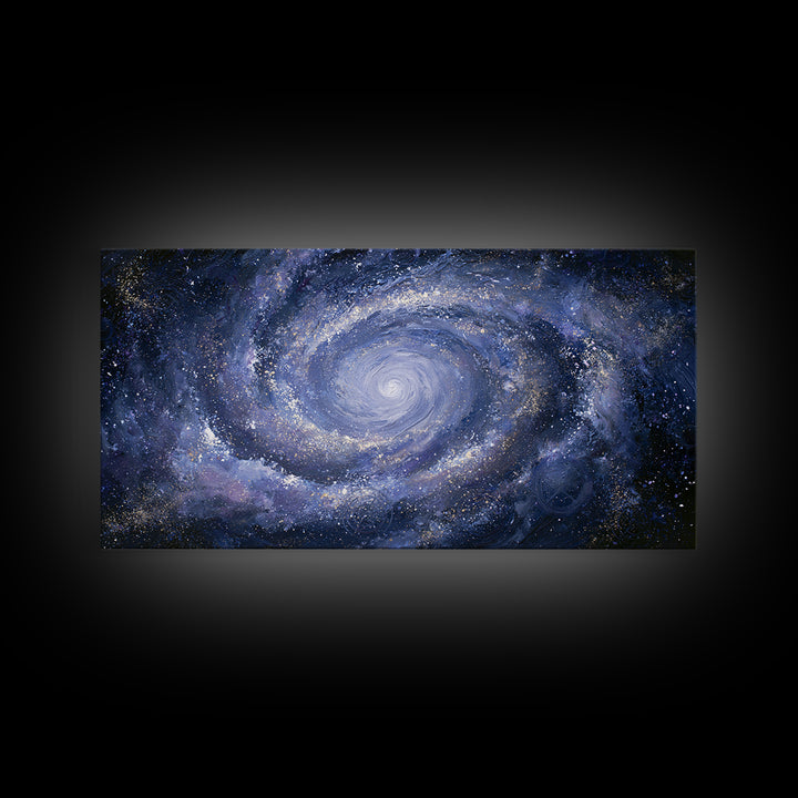 Galaxy Spiral in Jewel Tone Paint Framed Canvas Print, Space Art, Retro Wall Art, Spa Decor, Watercolor Art, Serenity, SAR-2x1-59