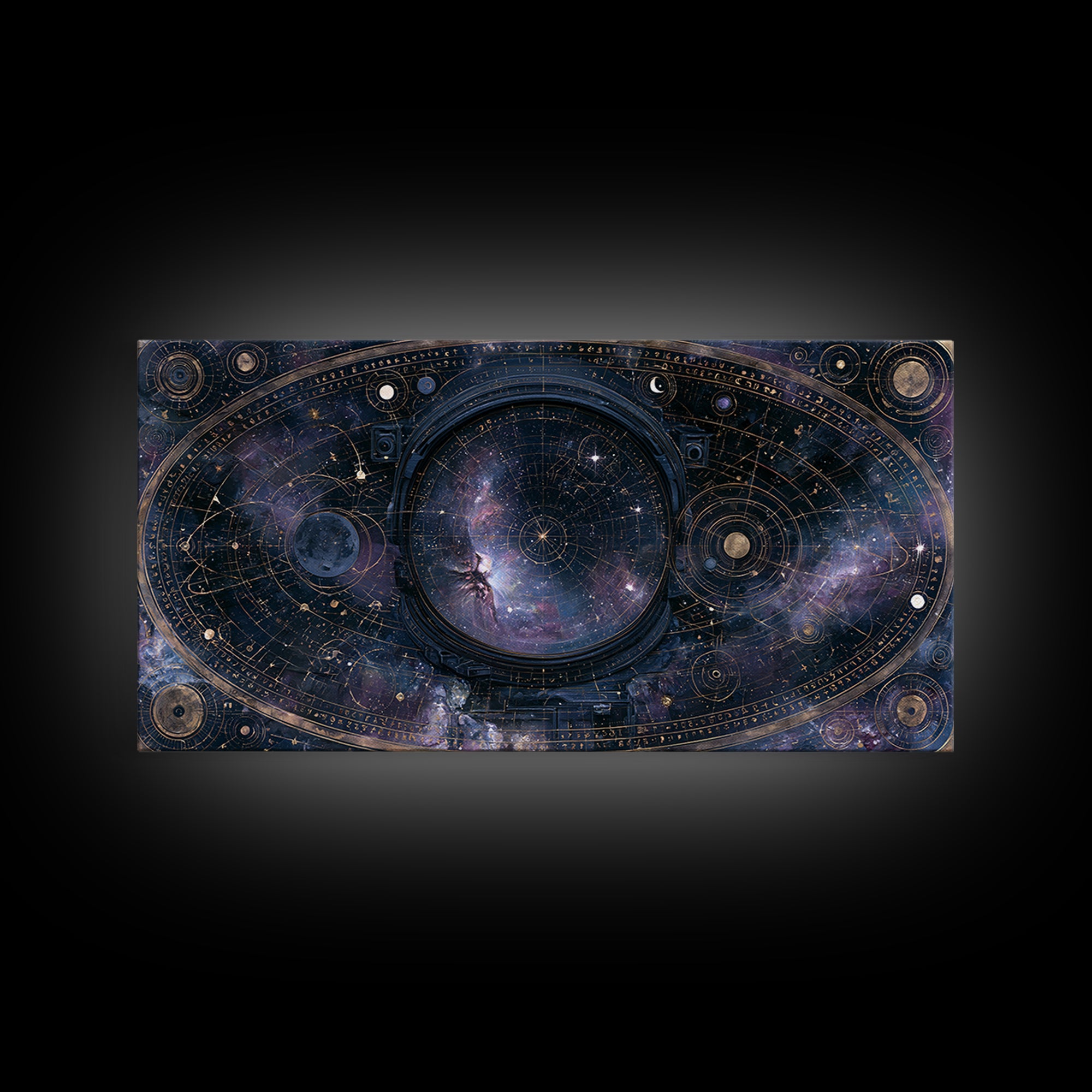 Astronaut Helmet Reflecting a Nebula Framed Canvas Print, Space Art, Room Decor, Spa Decor, Oil Painting, Serenity, SAR-2x1-60