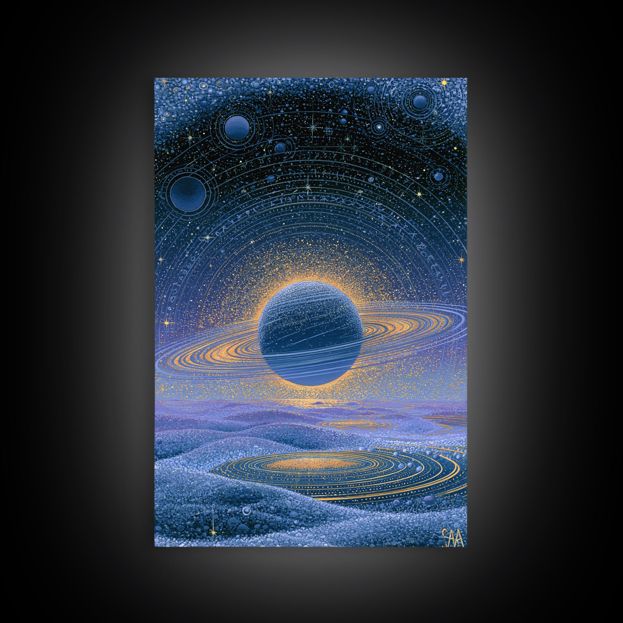 Ringed Planet Rising Canvas Print, Space Art, Wall Decor, Spa Decor, Fine Art, Serenity, Large Wall Art, Canvas Wall Art, SAR-2x3-10