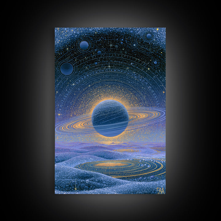 Ringed Planet Rising Canvas Print, Space Art, Wall Decor, Spa Decor, Fine Art, Serenity, Large Wall Art, Canvas Wall Art, SAR-2x3-10