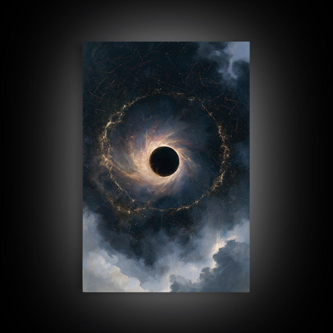 Black Hole with Radiant Accretion Ring Canvas Print, Space Art, Art Print, Spa Decor, Fine Art, Serenity, Modern Wall Art, SAR-2x3-15