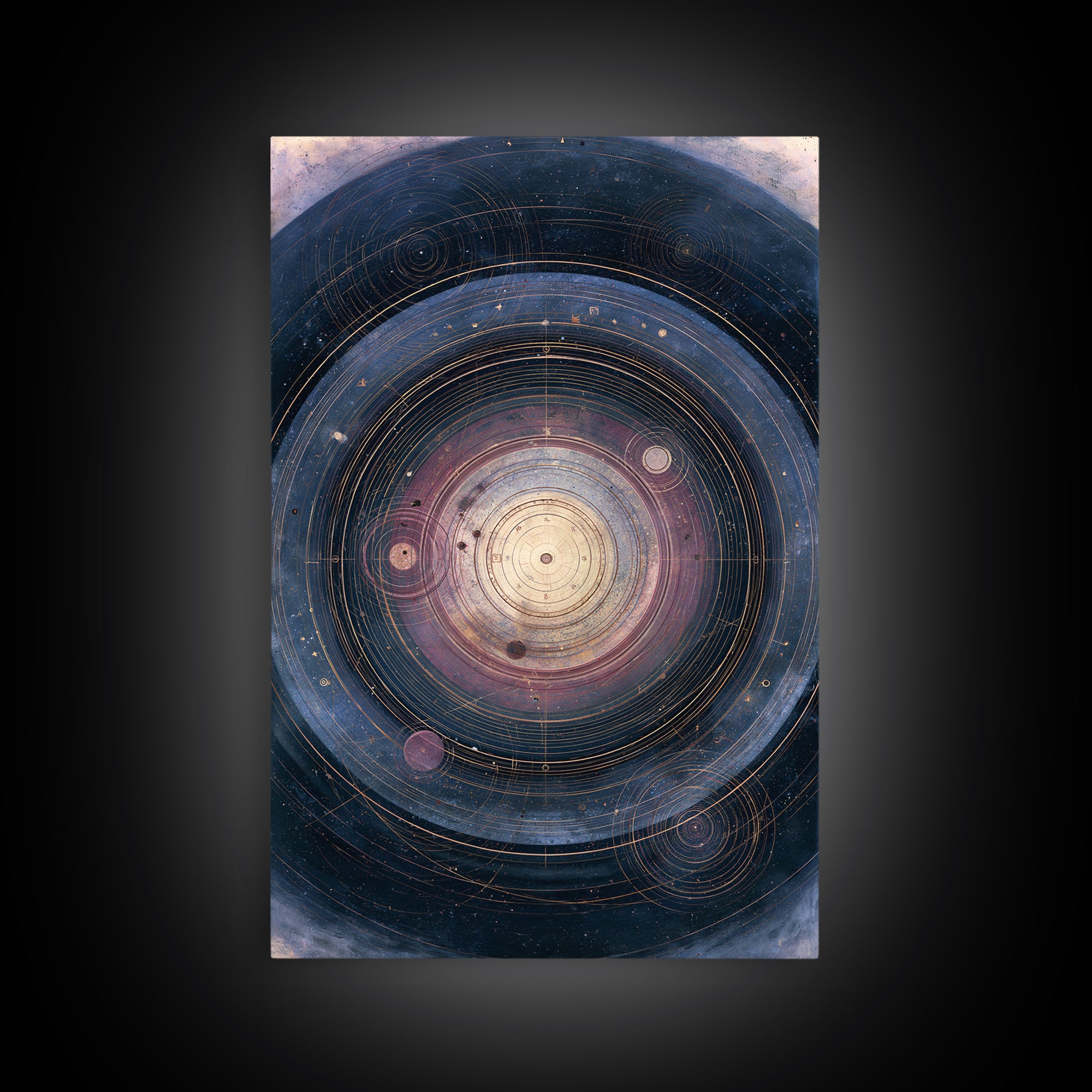 Planetary Rings Made of Ice and Light Framed Canvas Print, Space Art, Oil Painting, Spa Decor, Watercolor Art, Serenity, SAR-2x3-74