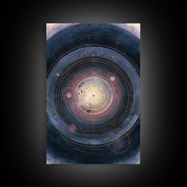 Planetary Rings Made of Ice and Light Framed Canvas Print, Space Art, Oil Painting, Spa Decor, Watercolor Art, Serenity, SAR-2x3-74