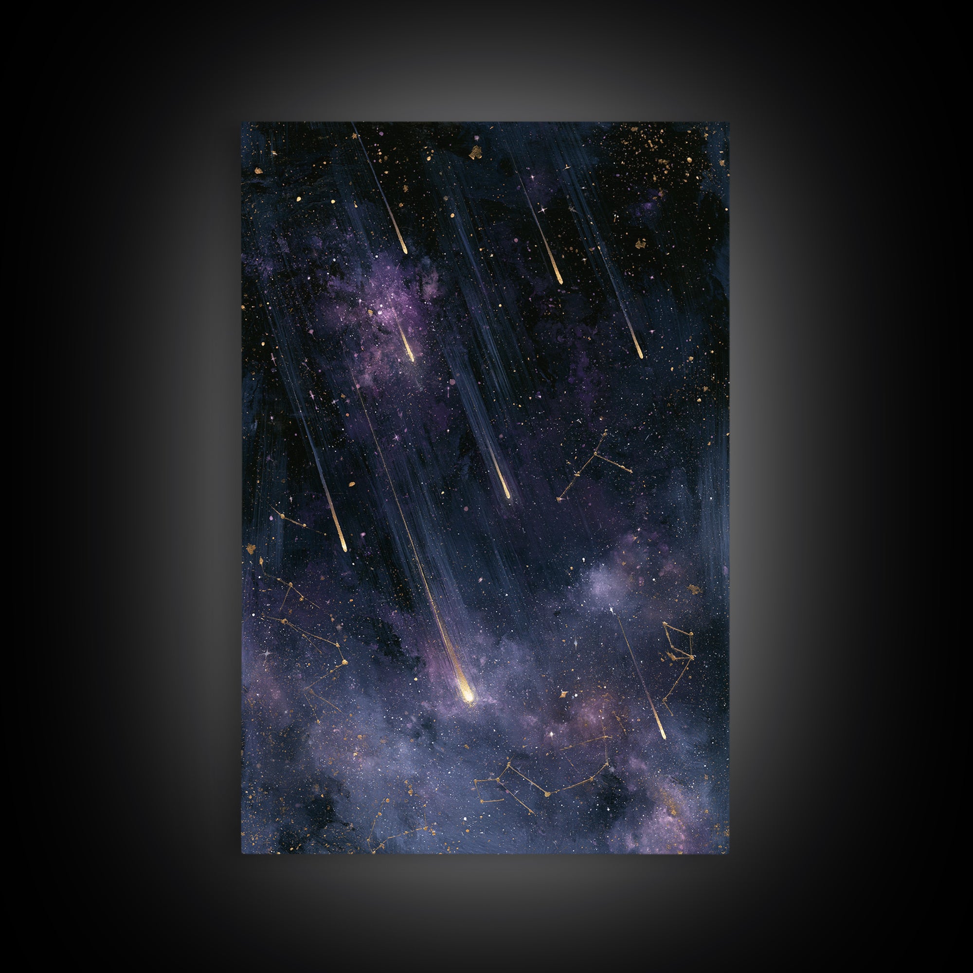 Meteor Shower over Black Sky Canvas Print, Space Art, Living Room Wall Art, Spa Decor, Fine Art, Serenity, Luxury Decor, SAR-2x3-79