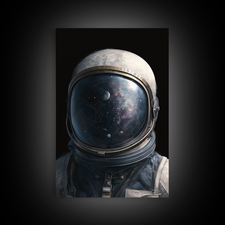 Astronaut Helmet Reflecting a Nebula Canvas Print, Space Art, Abstract Painting, Spa Decor, Serenity, Minimalist Decor, SAR-2x3-96