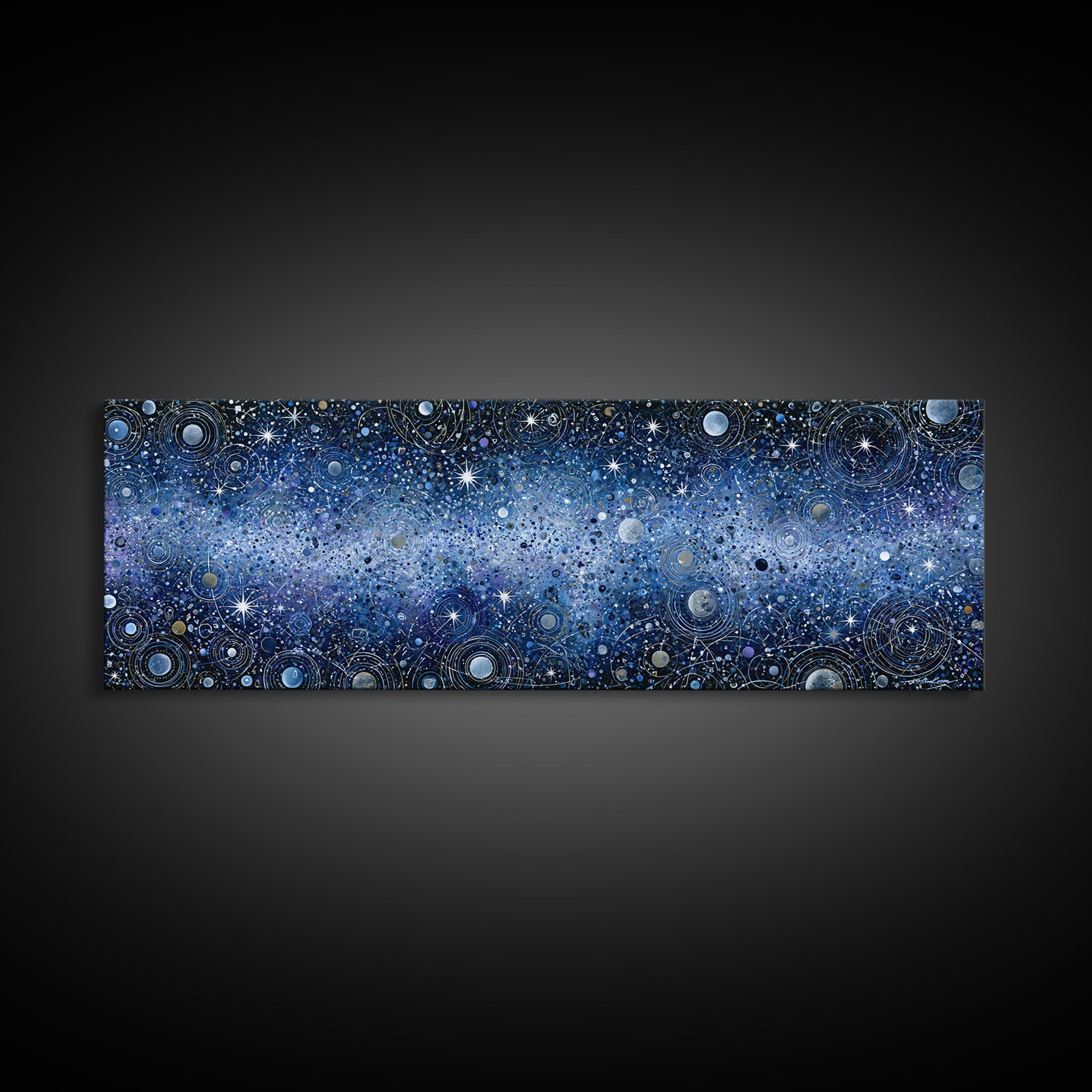 Distant Star Cluster Framed Canvas Print, Space Art, Retro Wall Art, Spa Decor, Fine Art, Serenity, Textured Painting, SAR-3x1-12