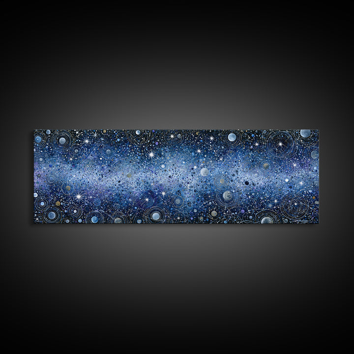 Distant Star Cluster Framed Canvas Print, Space Art, Retro Wall Art, Spa Decor, Fine Art, Serenity, Textured Painting, SAR-3x1-12