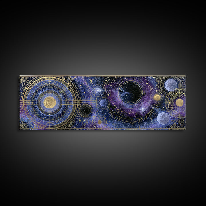 Solar System Arrangement Canvas Print, Space Art, Abstract Painting, Spa Decor, Fine Art, Serenity, Minimalist Decor, SAR-3x1-20