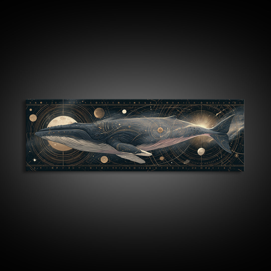 Space Whale Swimming Through Star Dust Canvas Print, Space Art, Wall Decor, Spa Decor, Fine Art, Serenity, Large Wall Art, SAR-3x1-96