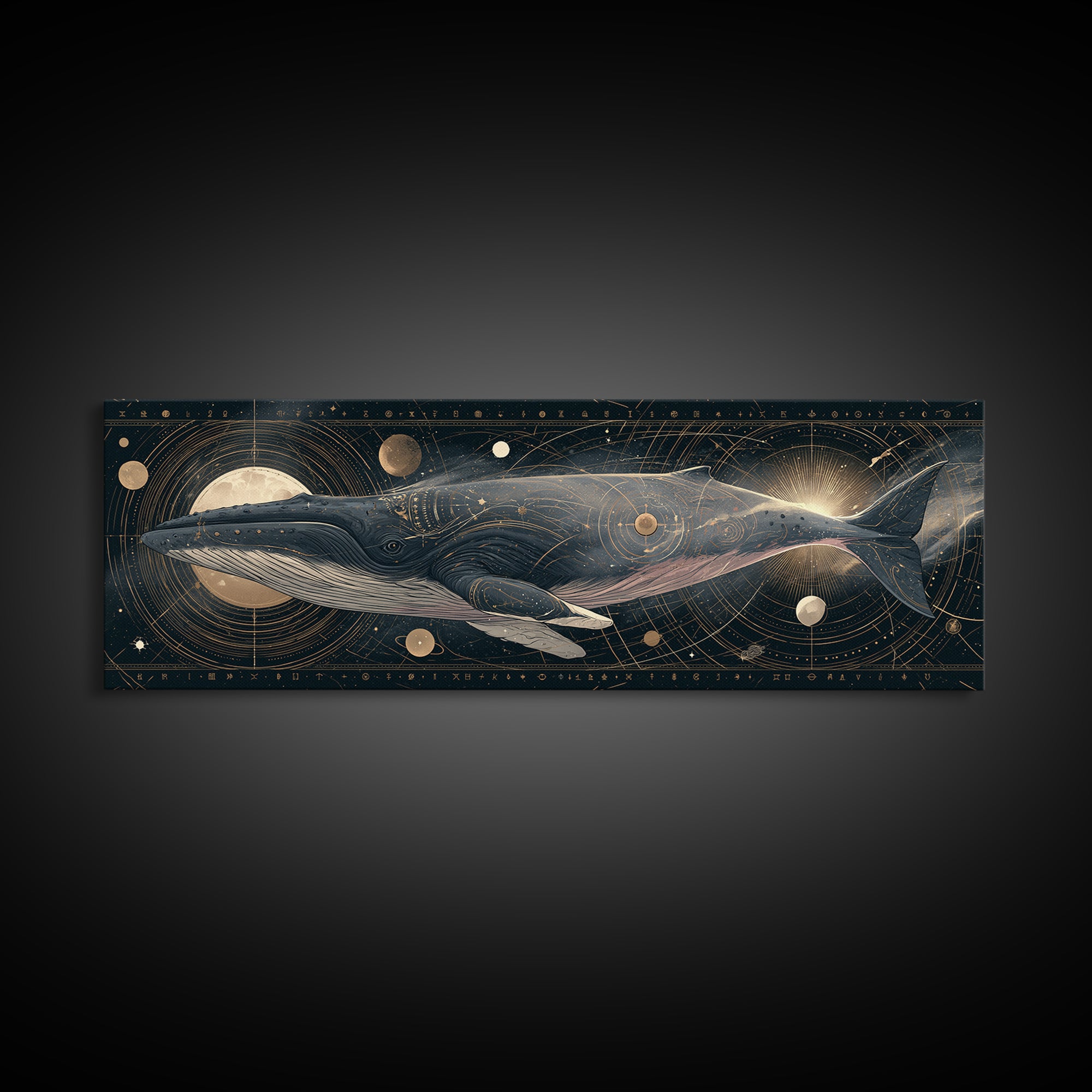 Space Whale Swimming Through Star Dust Canvas Print, Space Art, Wall Decor, Spa Decor, Fine Art, Serenity, Large Wall Art, SAR-3x1-96