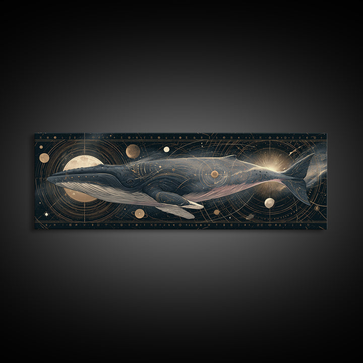 Space Whale Swimming Through Star Dust Canvas Print, Space Art, Wall Decor, Spa Decor, Fine Art, Serenity, Large Wall Art, SAR-3x1-96