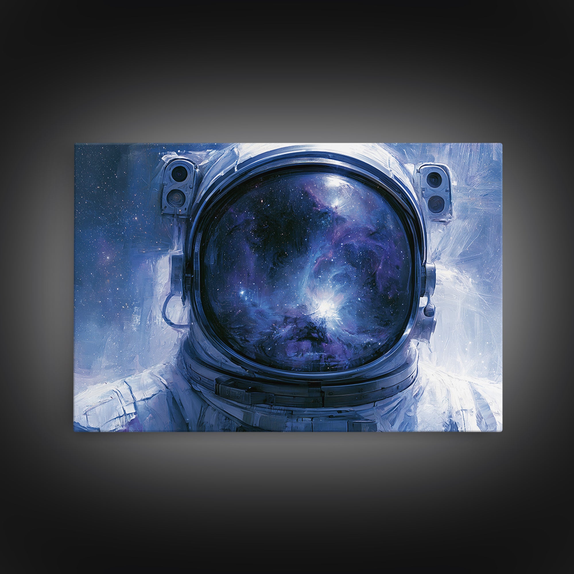 Astronaut Helmet Reflecting a Nebula Framed Canvas Print, Space Art, Fine Art Print, Spa Decor, Fine Art, Serenity, Wall Decor, SAR-3x2-20