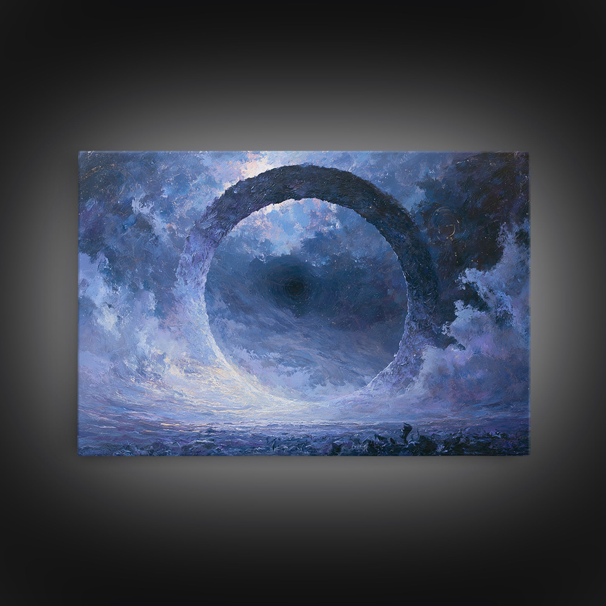Black Hole with Radiant Accretion Ring Framed Canvas Print, Space Art, Room Decor, Spa Decor, Fine Art, Serenity, Printable Art, SAR-3x2-35