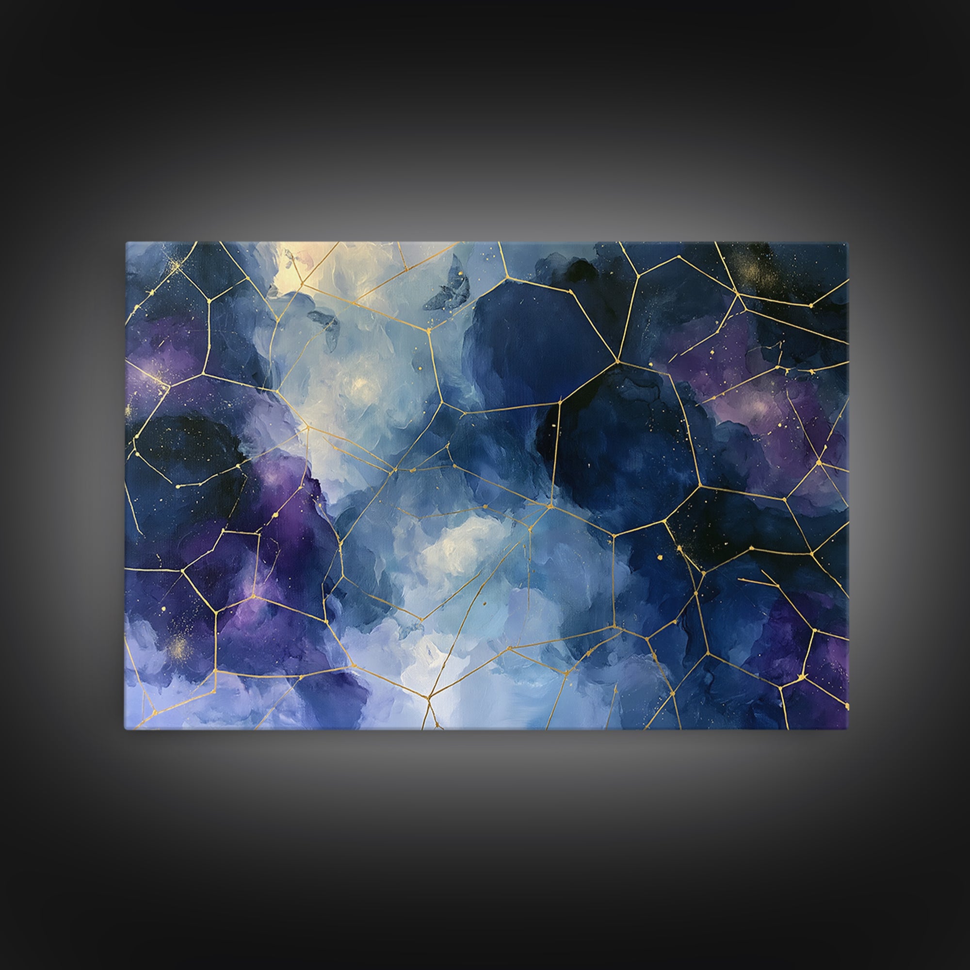 Star Map with Gold Constellation Lines Canvas Print, Space Art, Living Room Wall Art, Spa Decor, Abstract Art, Serenity, SAR-3x2-42