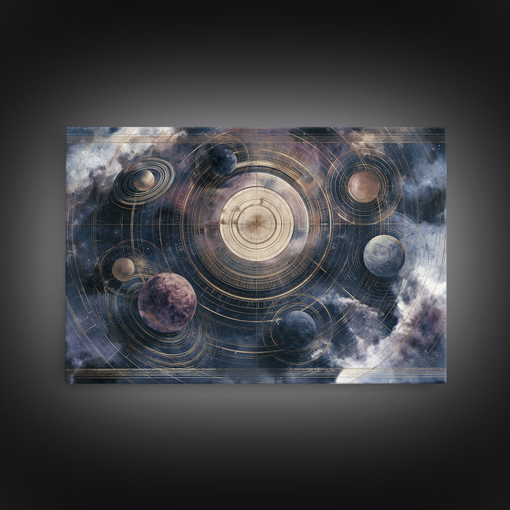 Solar System Arrangement Canvas Print, Space Art, Painting, Spa Decor, Fine Art, Serenity, Canvas Wall Art, Abstract Art, SAR-3x2-56