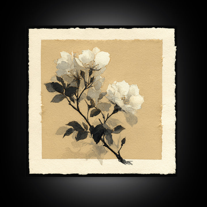 Nordic Folk Bird Framed Canvas Print, Scandinavian Art, Canvas Art, Living Room Decor, Fine Art, Nordic, Floral Wall Art, SCA-1x1-11