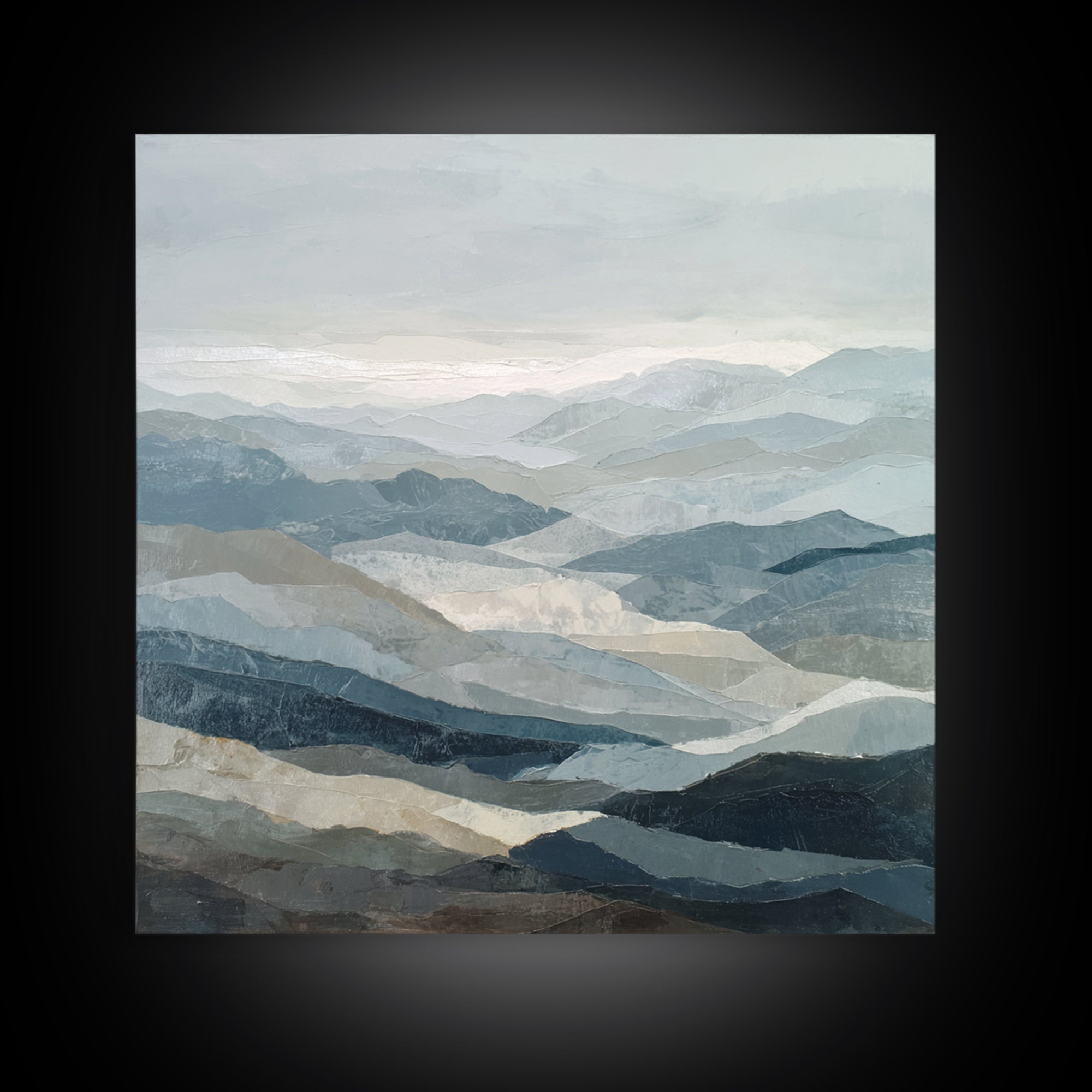 Minimal Fjord Landscape Framed Canvas Print, Scandinavian Art, Living Room Wall Art, Living Room Decor, Oil Painting, Nordic, SCA-1x1-2