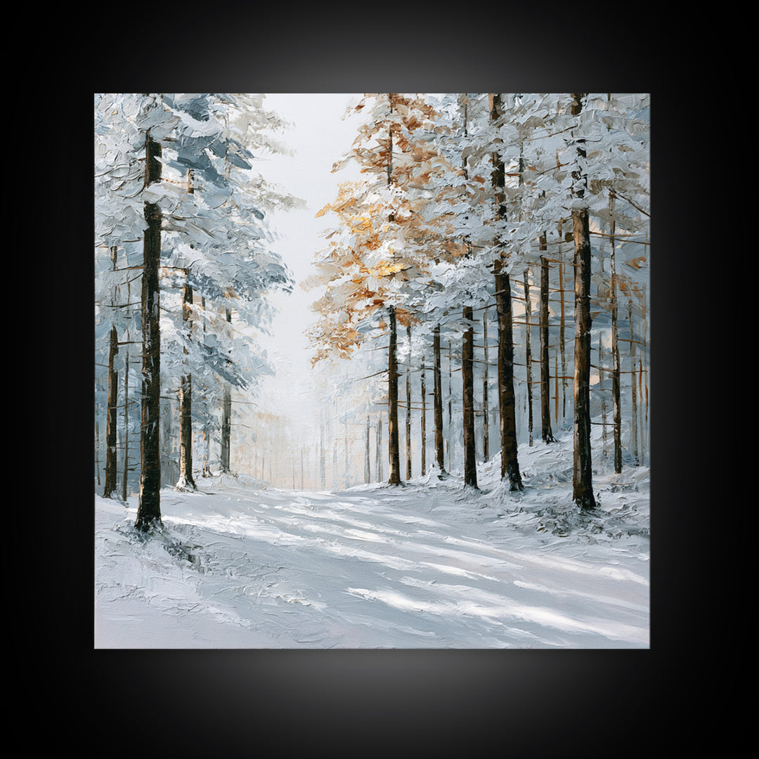 Snowy Nordic Forest Canvas Print, Scandinavian Art, Art, Living Room Decor, Fine Art, Nordic, Abstract Art, Canvas Art, SCA-1x1-25