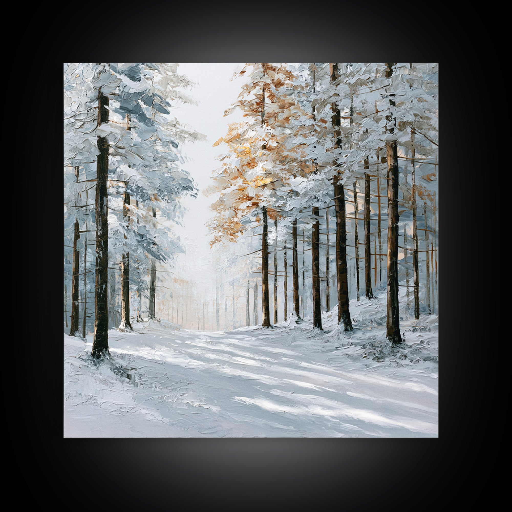 Snowy Nordic Forest Canvas Print, Scandinavian Art, Art, Living Room Decor, Fine Art, Nordic, Abstract Art, Canvas Art, SCA-1x1-25