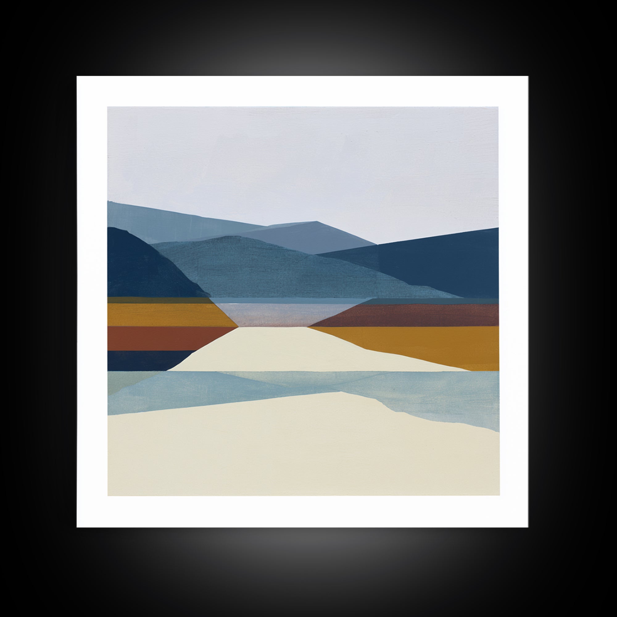 Minimal Fjord Landscape Canvas Print, Scandinavian Art, Neutral Decor, Living Room Decor, Fine Art, Nordic, Wall Decor, SCA-1x1-26