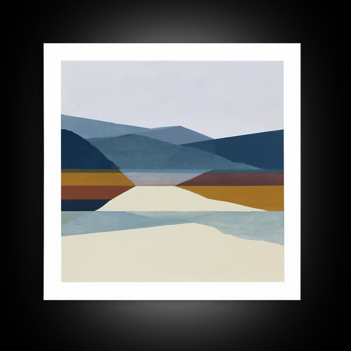 Minimal Fjord Landscape Canvas Print, Scandinavian Art, Neutral Decor, Living Room Decor, Fine Art, Nordic, Wall Decor, SCA-1x1-26