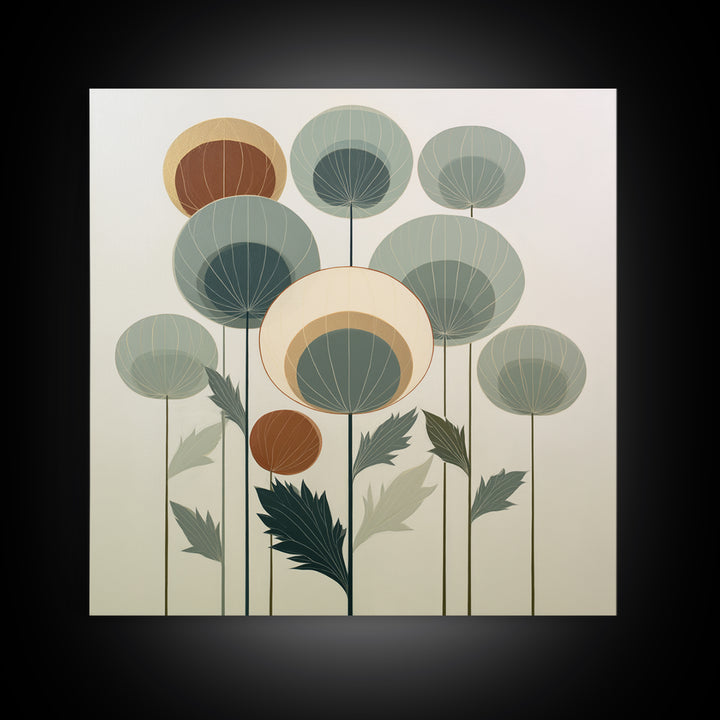 Minimal Meadow Flowers Framed Canvas Print, Scandinavian Art, Fine Art Print, Living Room Decor, Fine Art, Nordic, Printable, SCA-1x1-34