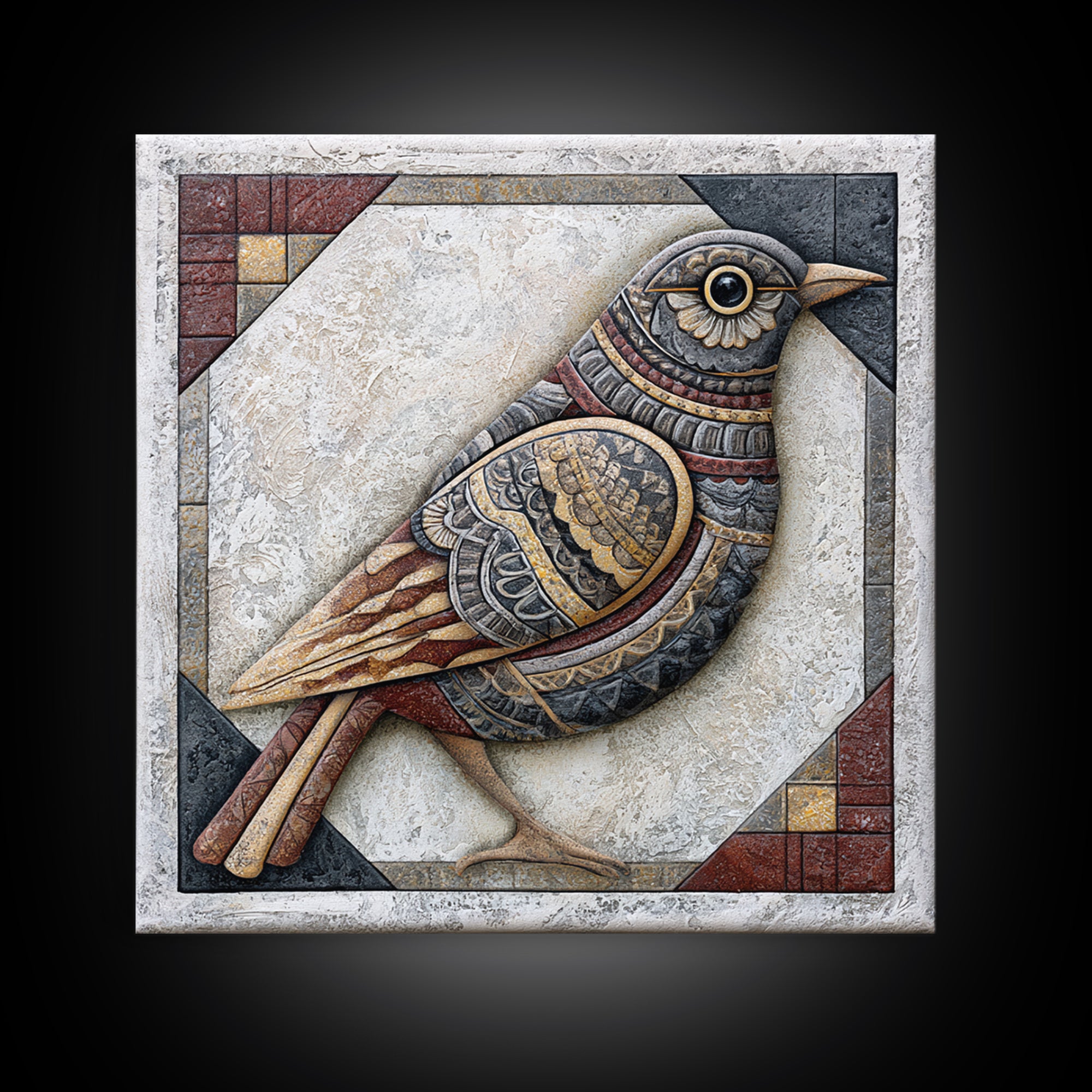 Nordic Folk Bird Canvas Print, Scandinavian Art, Modern Decor, Living Room Decor, Fine Art, Nordic, Wall Decor, Art Print, SCA-1x1-59