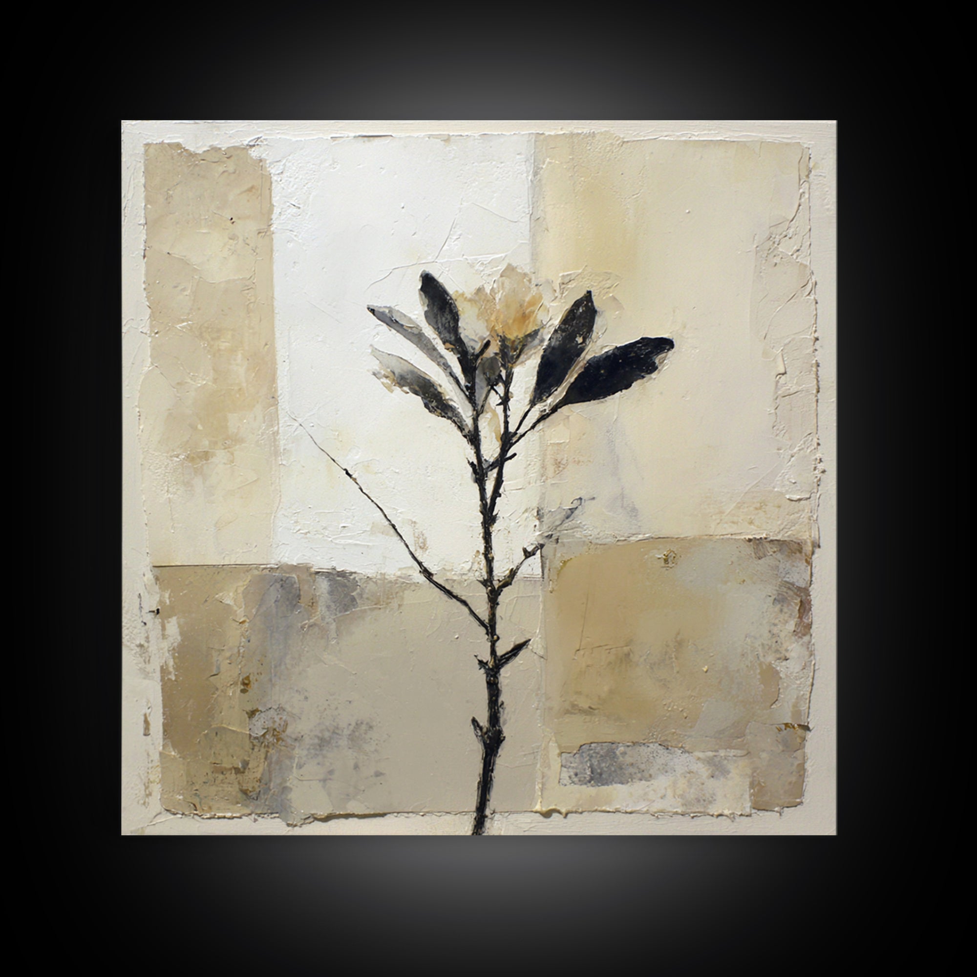 Nordic Folk Bird Framed Canvas Print, Scandinavian Art, Textured Painting, Living Room Decor, Fine Art, Nordic, Christmas Decor, SCA-1x1-83