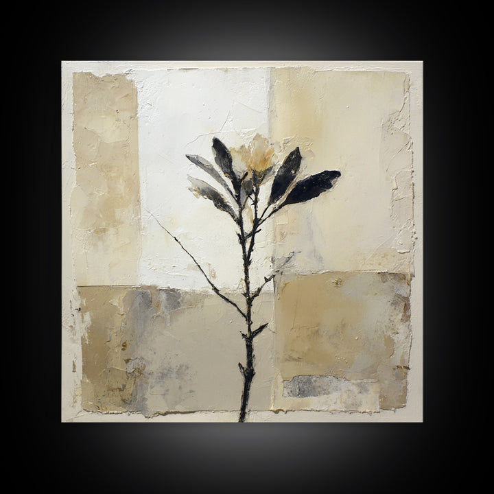 Nordic Folk Bird Framed Canvas Print, Scandinavian Art, Textured Painting, Living Room Decor, Fine Art, Nordic, Christmas Decor, SCA-1x1-83