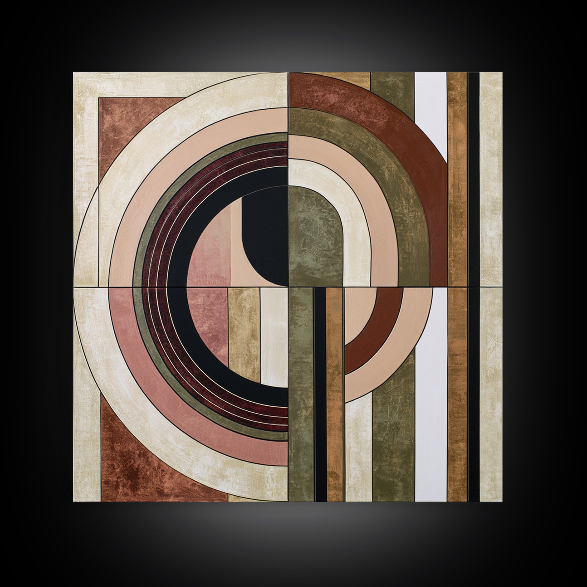Abstract Arch Shapes Canvas Print, Scandinavian Art, Minimalist Decor, Living Room Decor, Fine Art, Nordic, Oil Painting, SCA-1x1-86
