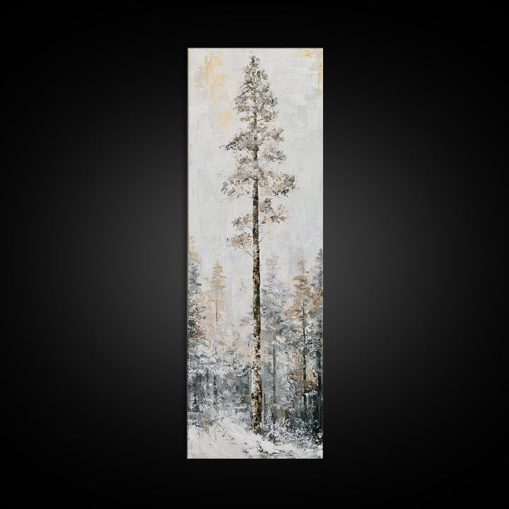 Snowy Nordic Forest Canvas Print, Scandinavian Art, Printable, Living Room Decor, Oil Painting, Nordic, Abstract Wall Art, SCA-1x3-13