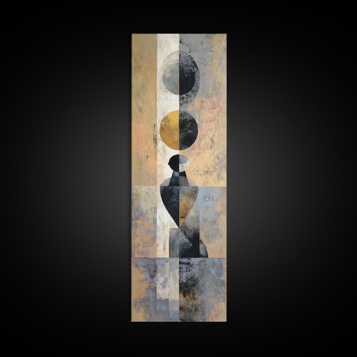 Soft Beige Geometric Abstraction Framed Canvas Print, Scandinavian Art, Modern Wall Art, Living Room Decor, Fine Art, Nordic, SCA-1x3-15