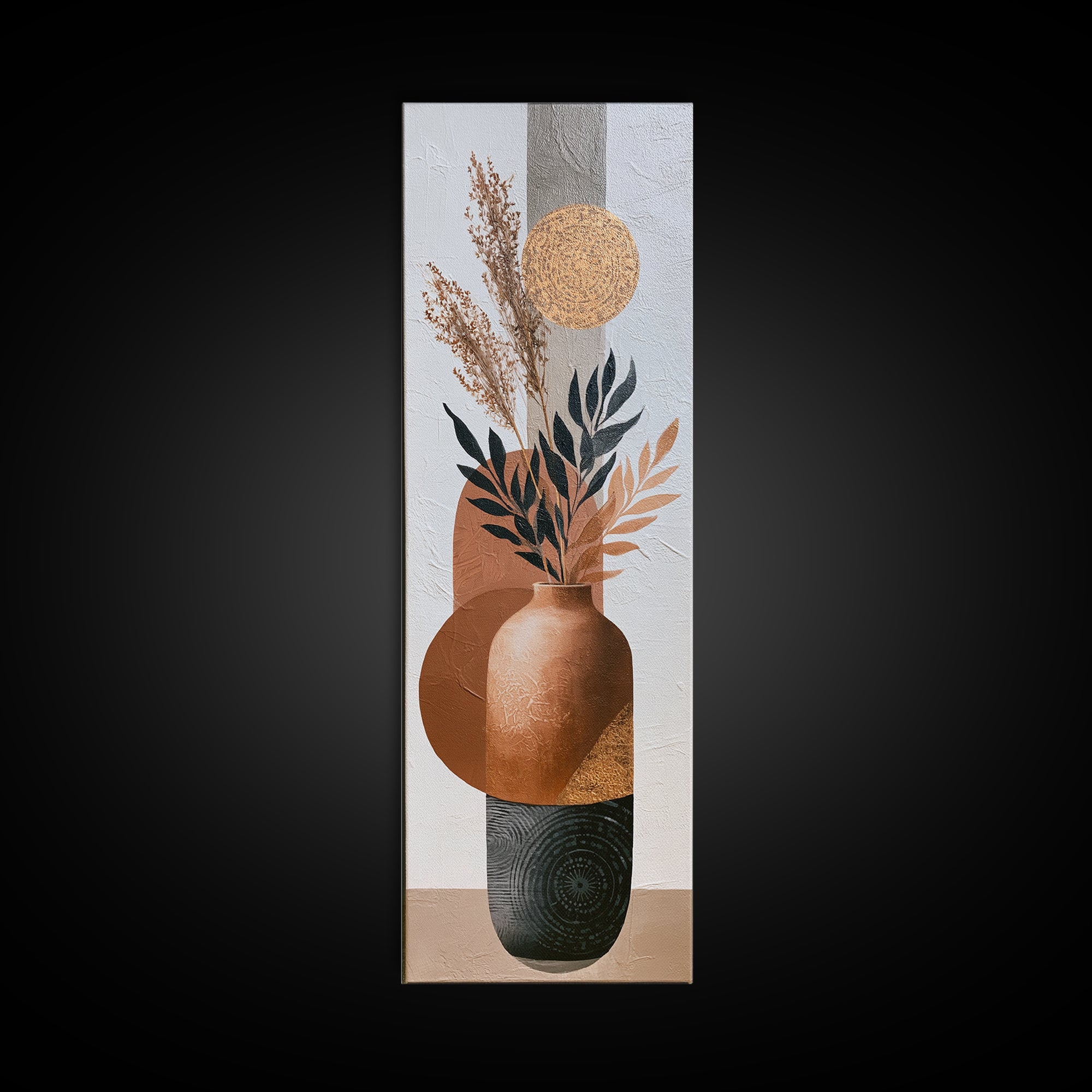 Ceramic Vase with Dried Grasses Canvas Print, Scandinavian Art, Printable Art, Living Room Decor, Fine Art, Nordic, Modern Art, SCA-1x3-25