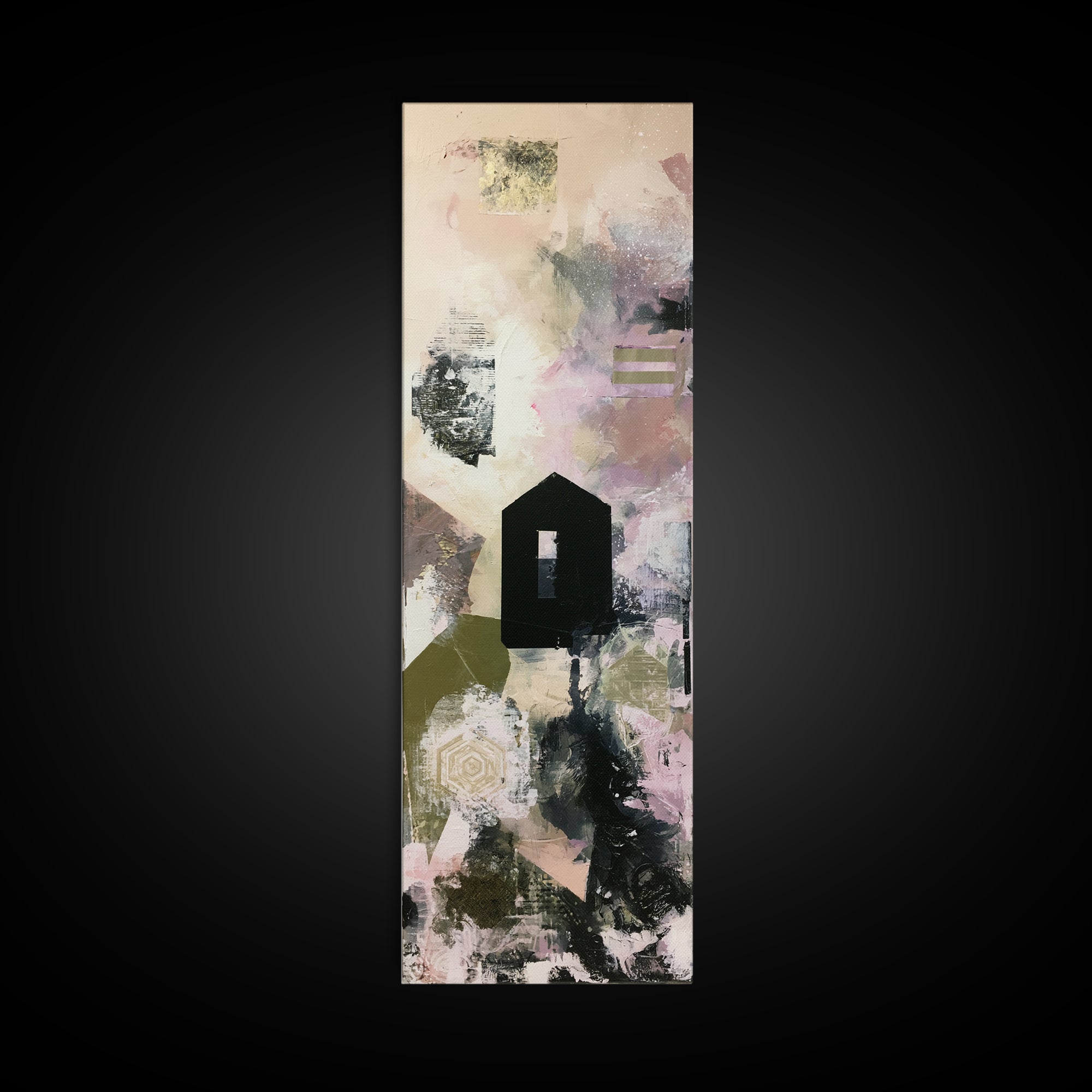 Simple Black House Shape Canvas Print, Scandinavian Art, Modern Art, Living Room Decor, Abstract Art, Nordic, Contemporary Art, SCA-1x3-43