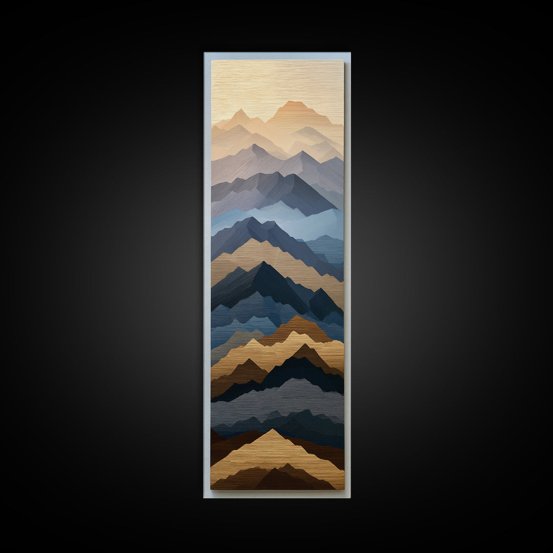 Muted Mountain Layers Canvas Print, Scandinavian Art, Printable Art, Living Room Decor, Oil Painting, Nordic, Modern Art, SCA-1x3-44