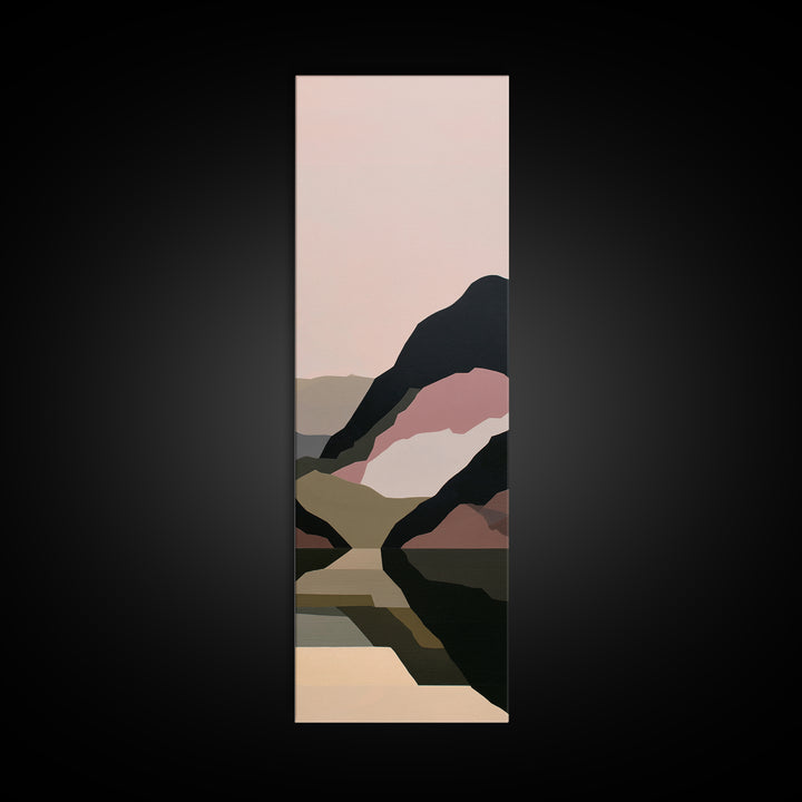 Minimal Fjord Landscape Framed Canvas Print, Scandinavian Art, Contemporary Art, Living Room Decor, Oil Painting, Nordic, SCA-1x3-62