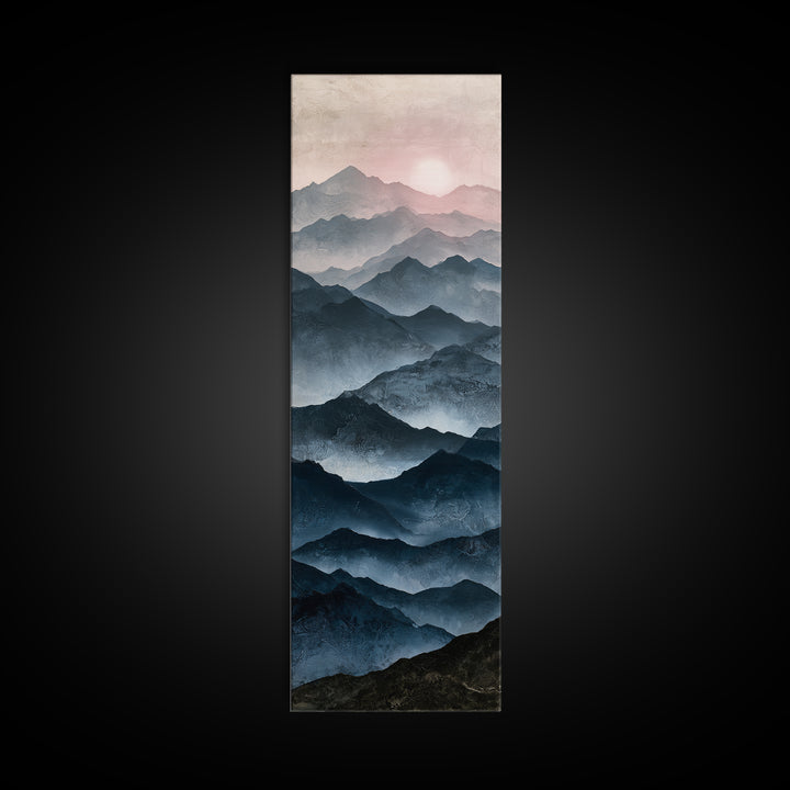 Muted Mountain Layers Canvas Print, Scandinavian Art, Floral Wall Art, Living Room Decor, Fine Art, Nordic, Minimalist Decor, SCA-1x3-68