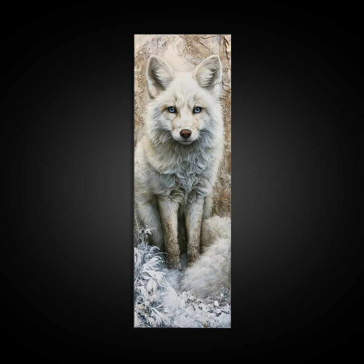White Fox in Quiet Snow Canvas Print, Scandinavian Art, Modern Art, Living Room Decor, Fine Art, Nordic, Contemporary Art, SCA-1x3-72