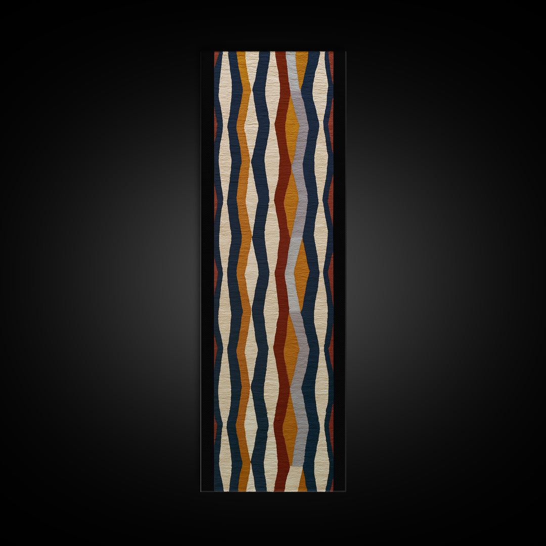 Scandinavian Textile Pattern Framed Canvas Print, Scandinavian Art, Scandinavian, Living Room Decor, Oil Painting, Nordic, SCA-1x3-76