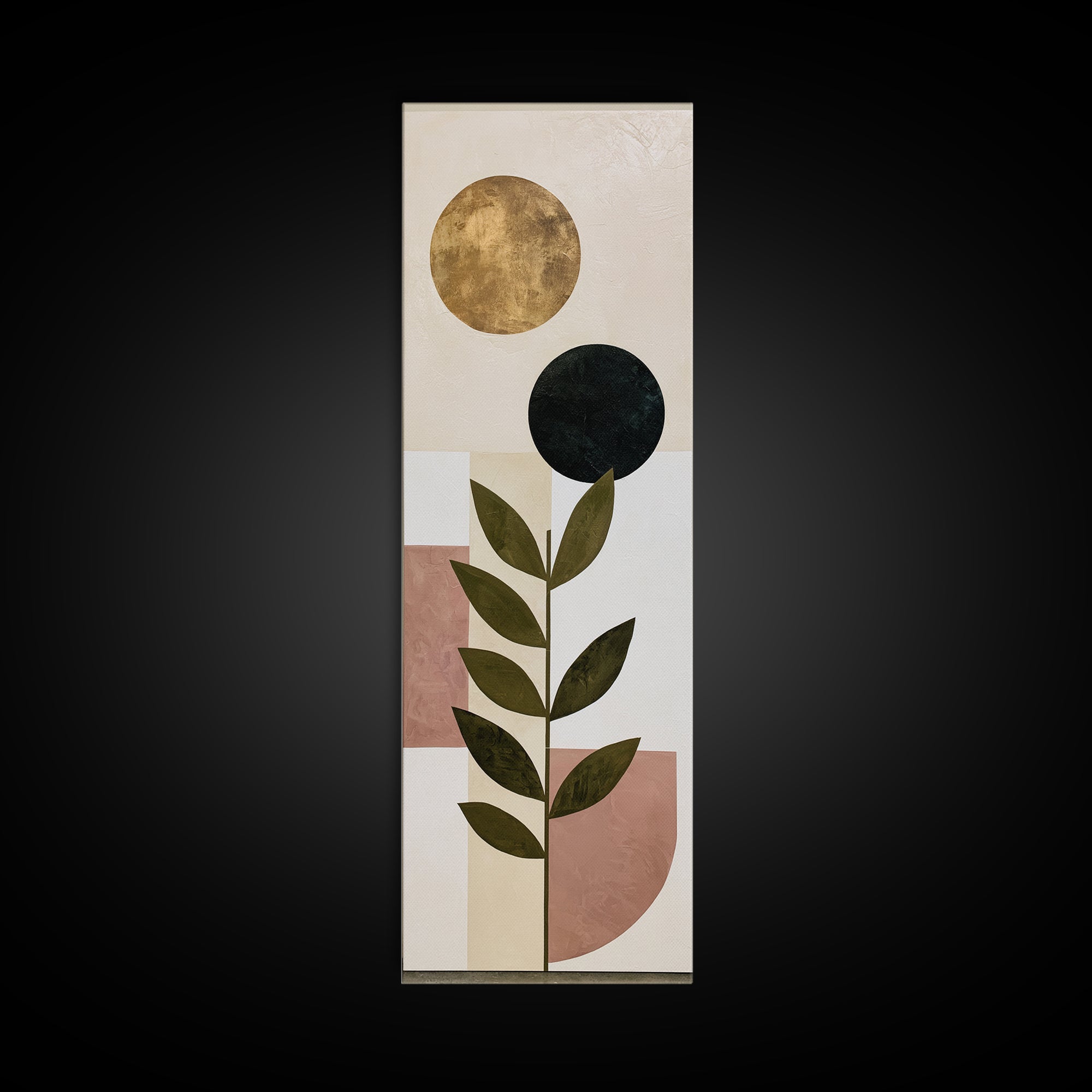 Minimal Sun over Pine Forest Canvas Print, Scandinavian Art, Original Painting, Living Room Decor, Nordic, Modern Wall Art, SCA-1x3-77