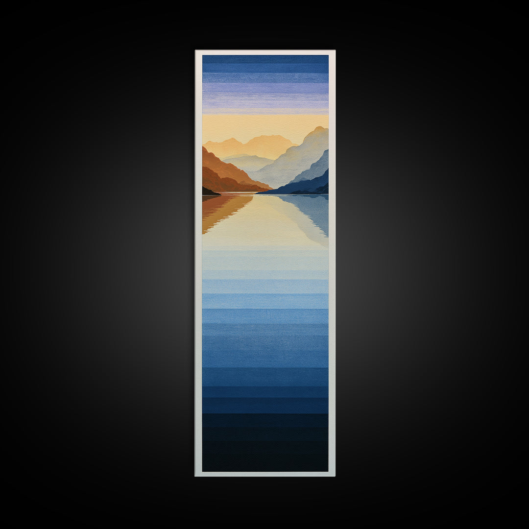 Minimal Fjord Landscape Canvas Print, Scandinavian Art, Art Print, Living Room Decor, Fine Art, Nordic, Farmhouse Decor, SCA-1x3-86