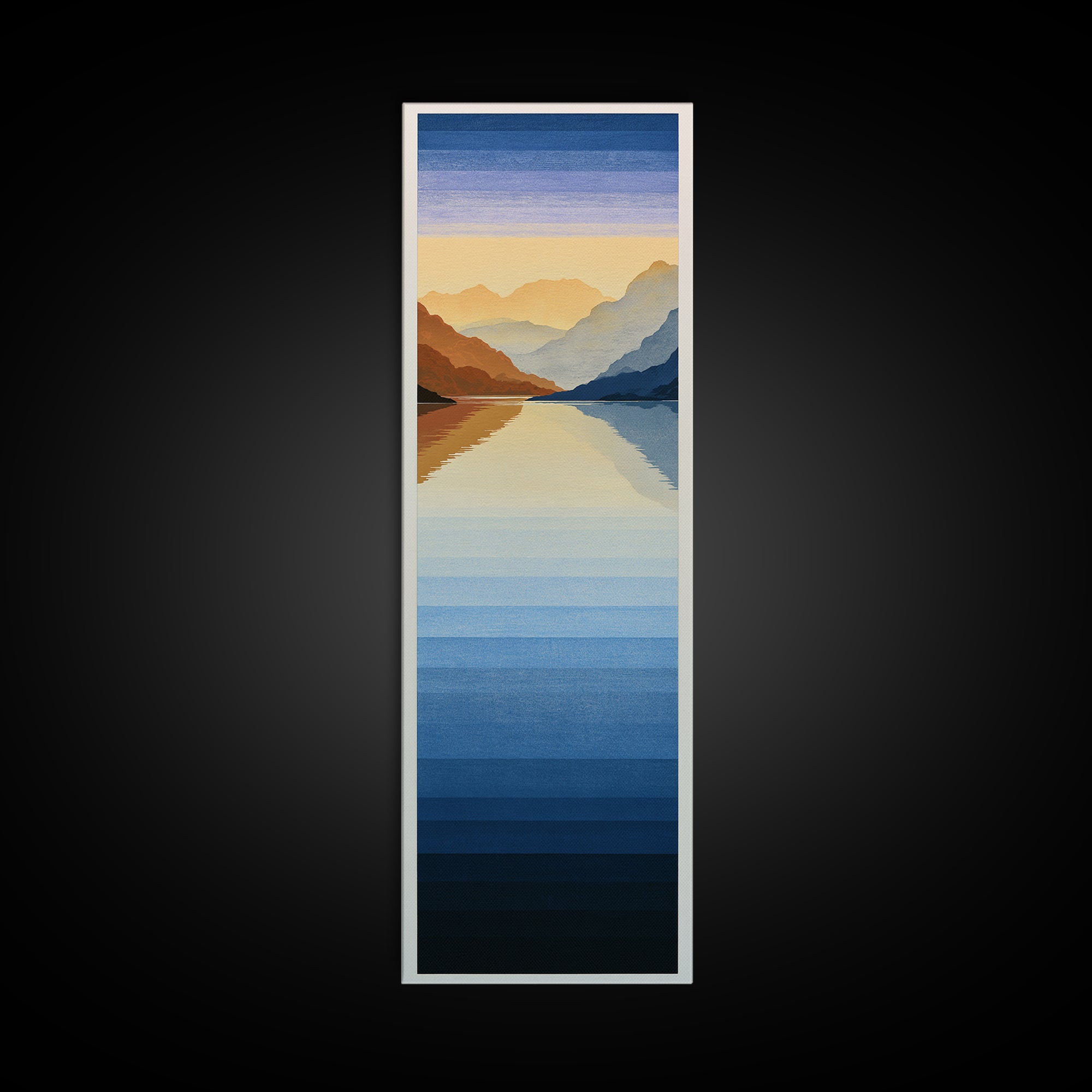 Minimal Fjord Landscape Canvas Print, Scandinavian Art, Art Print, Living Room Decor, Fine Art, Nordic, Farmhouse Decor, SCA-1x3-86