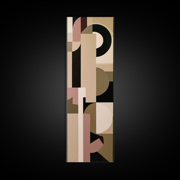 Soft Beige Geometric Abstraction Framed Canvas Print, Scandinavian Art, Wall Decor, Living Room Decor, Abstract Art, Nordic, SCA-1x3-87