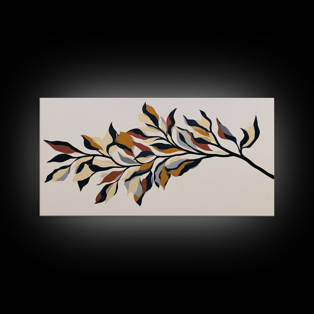 Single Black Branch on Warm White Background Canvas Print, Scandinavian Art, Fine Art Print, Living Room Decor, Nordic, SCA-2x1-16