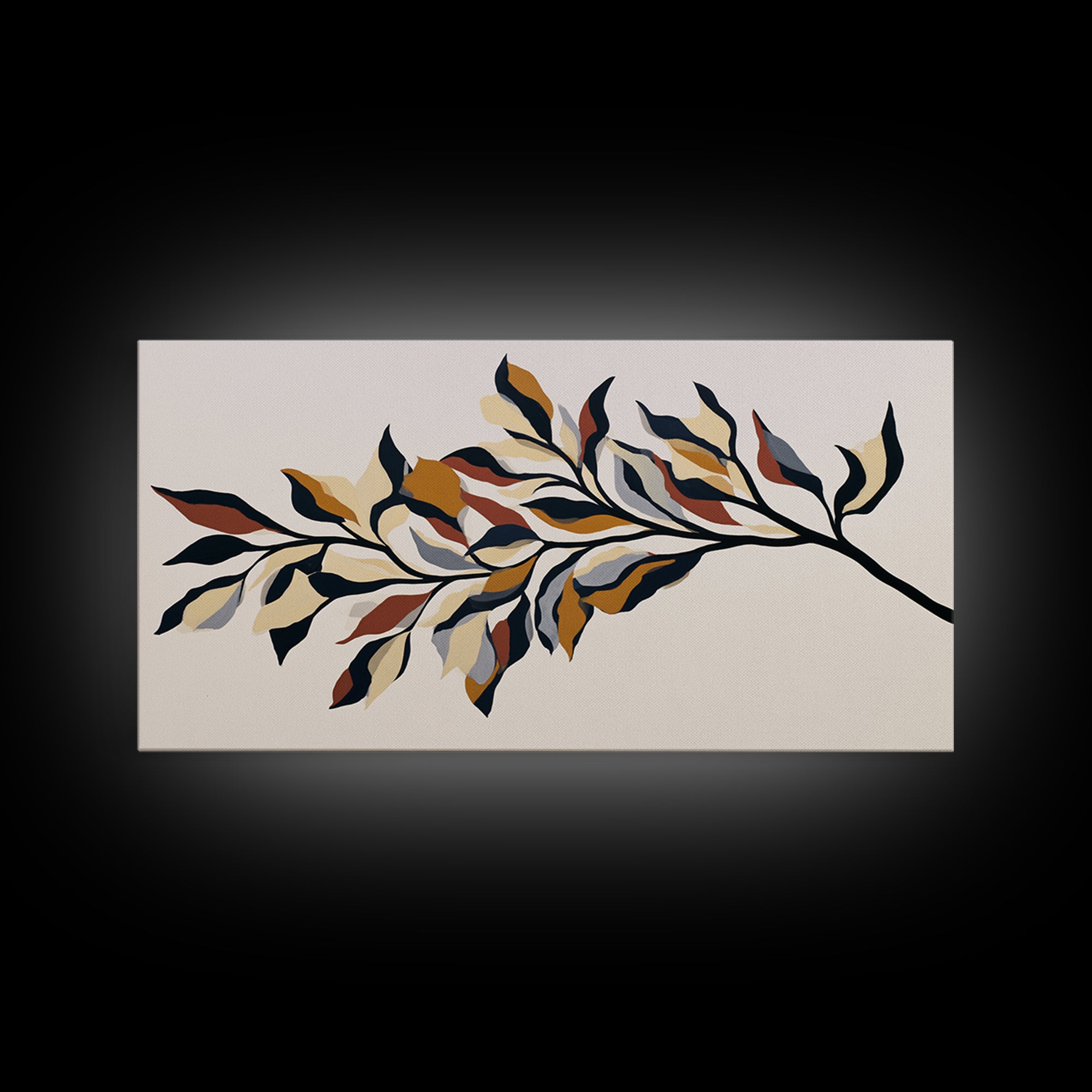 Single Black Branch on Warm White Background Canvas Print, Scandinavian Art, Fine Art Print, Living Room Decor, Nordic, SCA-2x1-16