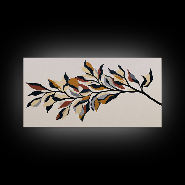 Single Black Branch on Warm White Background Canvas Print, Scandinavian Art, Fine Art Print, Living Room Decor, Nordic, SCA-2x1-16