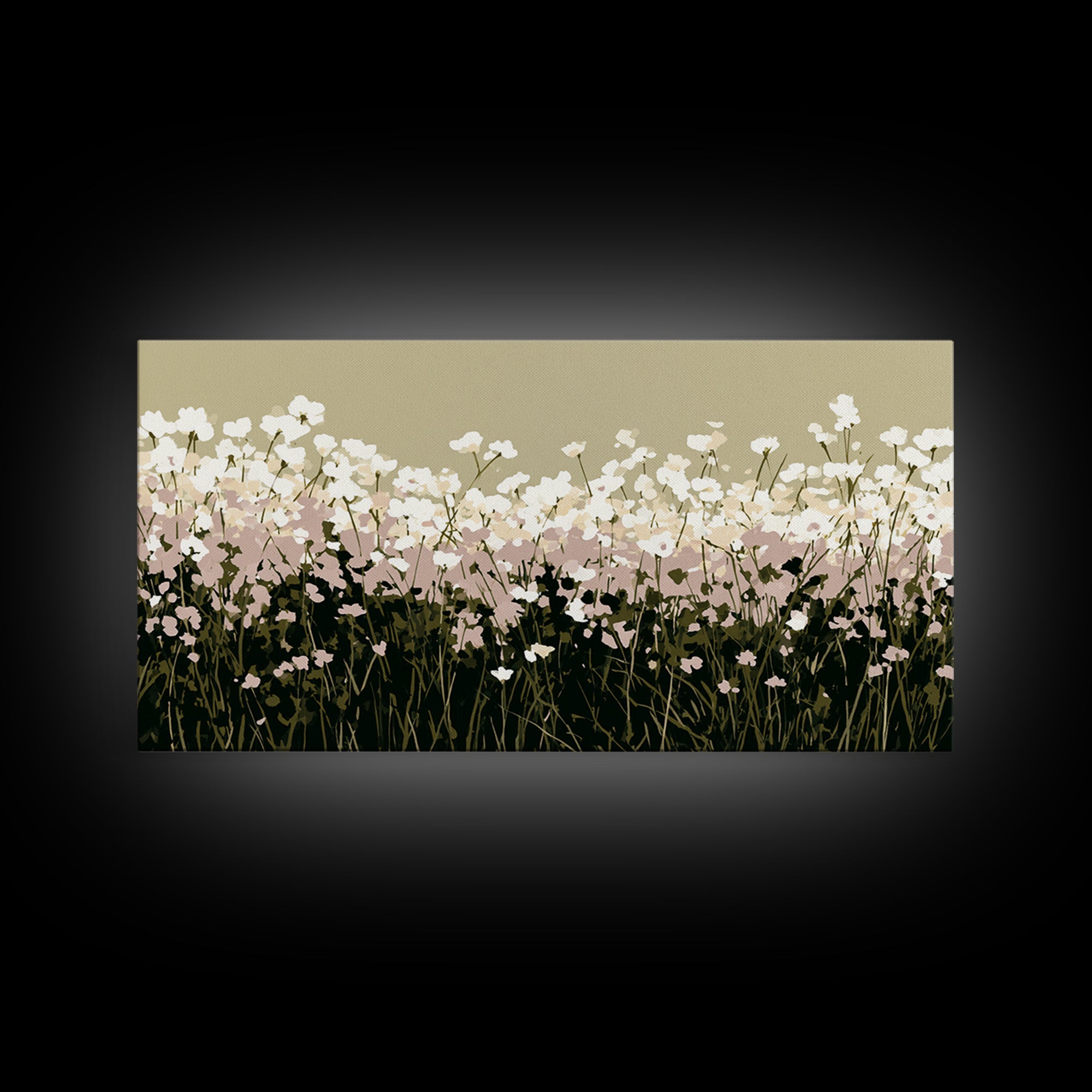 Minimal Meadow Flowers Framed Canvas Print, Scandinavian Art, Wall Decor, Living Room Decor, Oil Painting, Nordic, Canvas Art, SCA-2x1-30