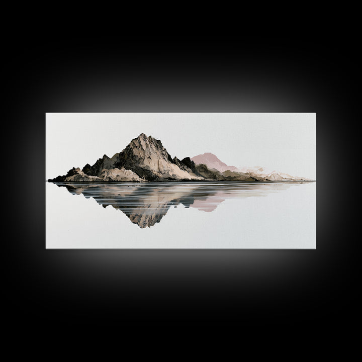Minimal Fjord Landscape Framed Canvas Print, Scandinavian Art, Printable Wall Art, Living Room Decor, Fine Art, Nordic, SCA-2x1-46